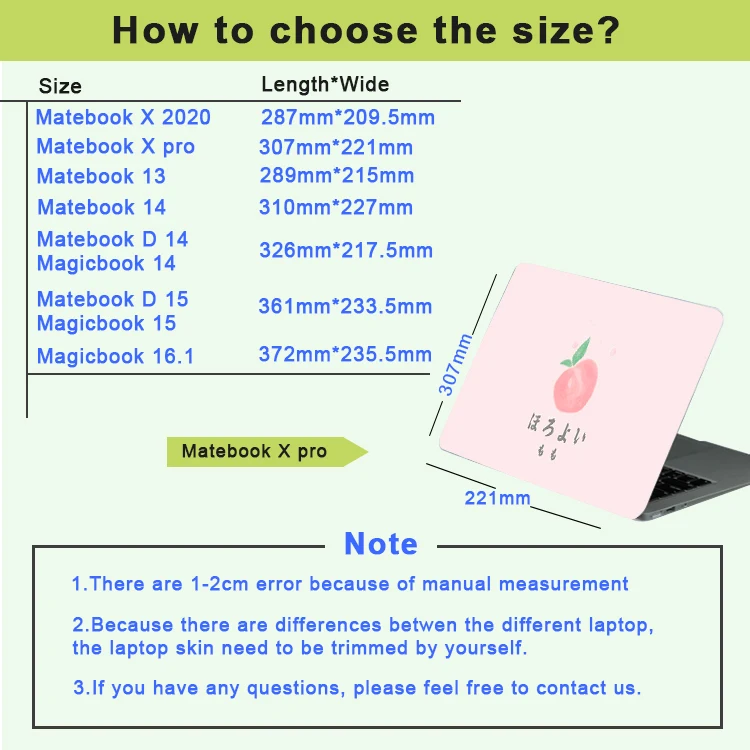 HRH 2 in 1 Cartoons Design Laptop Decal DIY Stickers Guard Skin For 11/12/13/14/15/16 inch for MacBook for HP for Dell