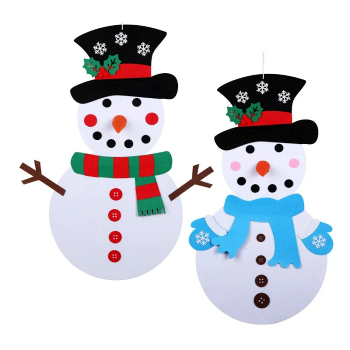 New Hot Christmas DIY Felt Snowman Kids Felt Holidays Game Set Detachable Wall Hanging Decor SMD66
