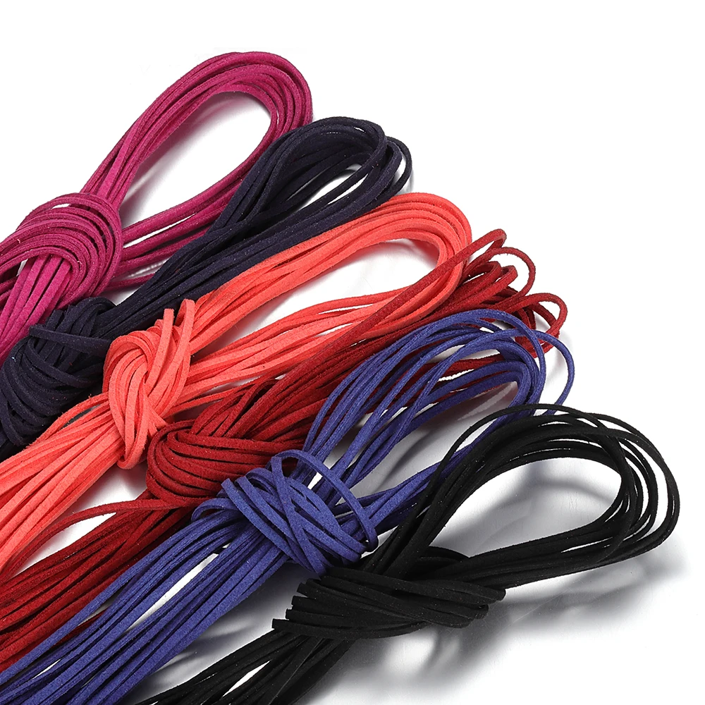 

10pcs Multicolor Faux Suede Braided Cord Flat Velvet Leather Thread String Ropes Handmade Supplies DIY Jewelry Making Materials