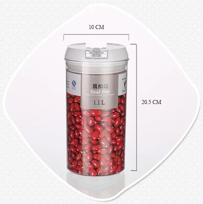 1.1L Кухонный Контейнер для хранения пищевых продуктов, пластиковая коробка для конфет, корзина для фруктов, зерно, прозрачные Герметичные банки, Многофункциональные кухонные принадлежности - Цвет: 1.1L