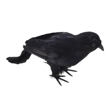 

Halloween Looking Birds Decor Black Scary Feathered Crows Life-like Decoration