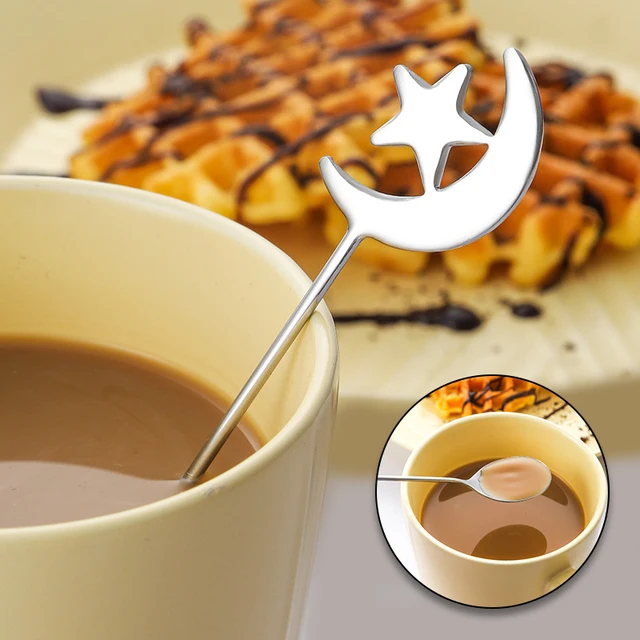 New Dessert Scoop Stirring Teaspoon Coffeeware Milk Tea Stirrer Star Coffee  Spoon Stainless Steel SILVER 
