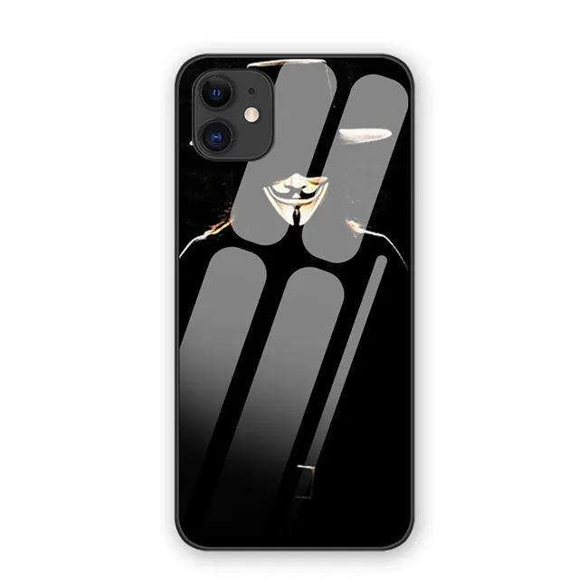 Вендетта аноним Маска Гая Фокса Чехлы для iphone 7 8 6 6S Plus роскошный закаленное стекло крышка для iphone 11 11Pro X XR XS MAX - Цвет: 8