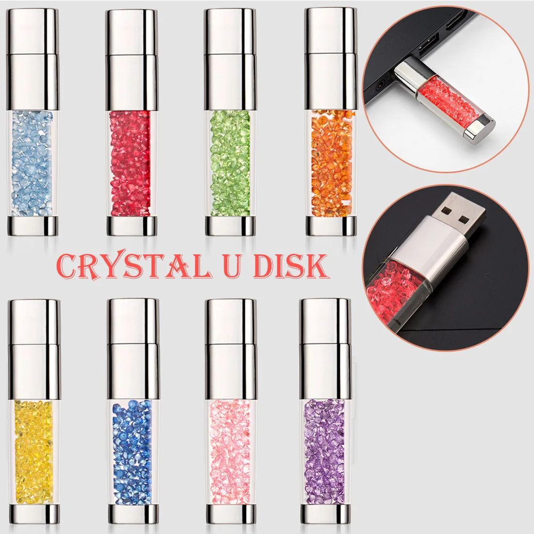 Цветной кристалл флэш-диск USB2.0 Память U диск ручка привода 4G/8G/16G/32G/64G