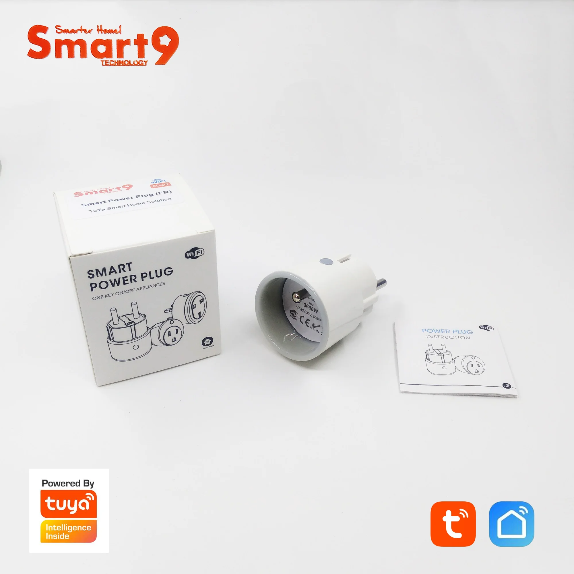 Smart9 Mini Wifi Smart Plug, 16A с измерением мощности Макс. 3680 Вт, FR EU US Тип Smart Life APP пульт дистанционного управления, питание от TuYa