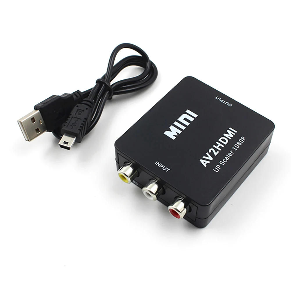  1pcs HD AV2VGA Video Converter Box Convertitore AV RCA CVBS a VGA Video Converter Conversor con 3.5