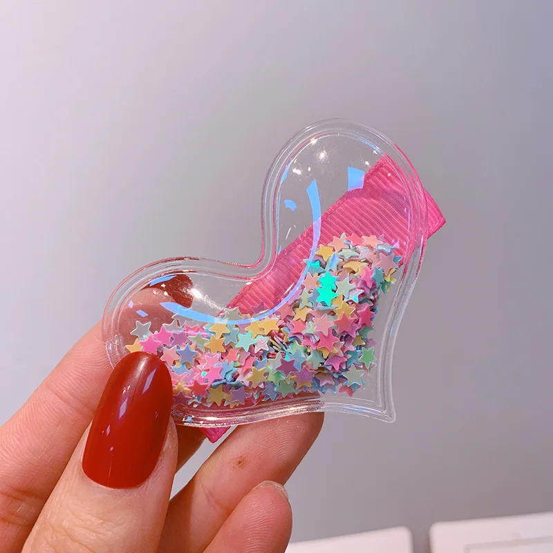 

Hd7242a03 South Korea Mayle New Style Rabbit Star Sequins Transparent Heart Barrettes Children Baby Side Clip