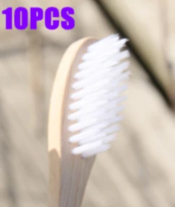 Дизайн, разноцветные бамбуковые зубные щетки, Экологичная деревянная зубная щетка с мягкой щетиной, зубная щетка для ухода за полостью рта для взрослых - Цвет: 10Pcs White