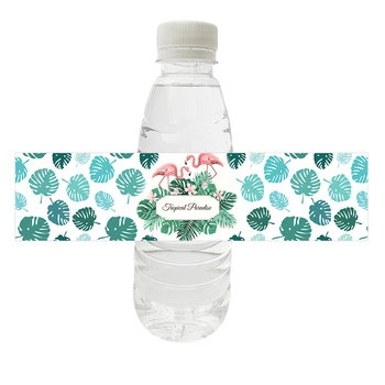 

10pcs Flamingo Palm Leaf Mineral Water Bottle Label Tropical Party Decor Stickers Summer Party Flamingo Pineapple Decor