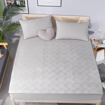 

Quilted Fitted Bed Sheet Solid Color Quilted Embossed Mattress Cover Mattress Protector Cover Soft Pad Mattress Cover for Bed