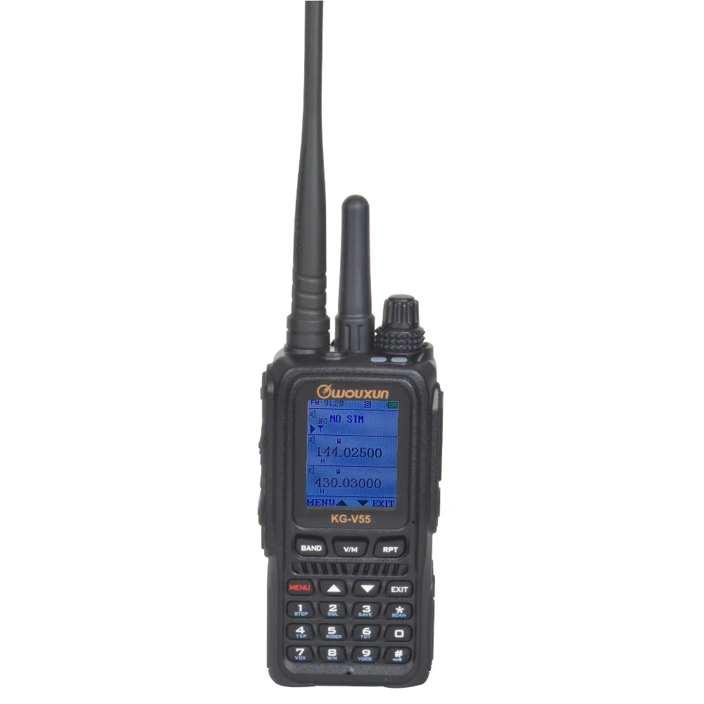 Public Network 4G/3G/2G WCDMA walkie talkie integrated with Dual band VHF UHF Analogue FM scrambler Two way radio Wouxun KG-V55 3