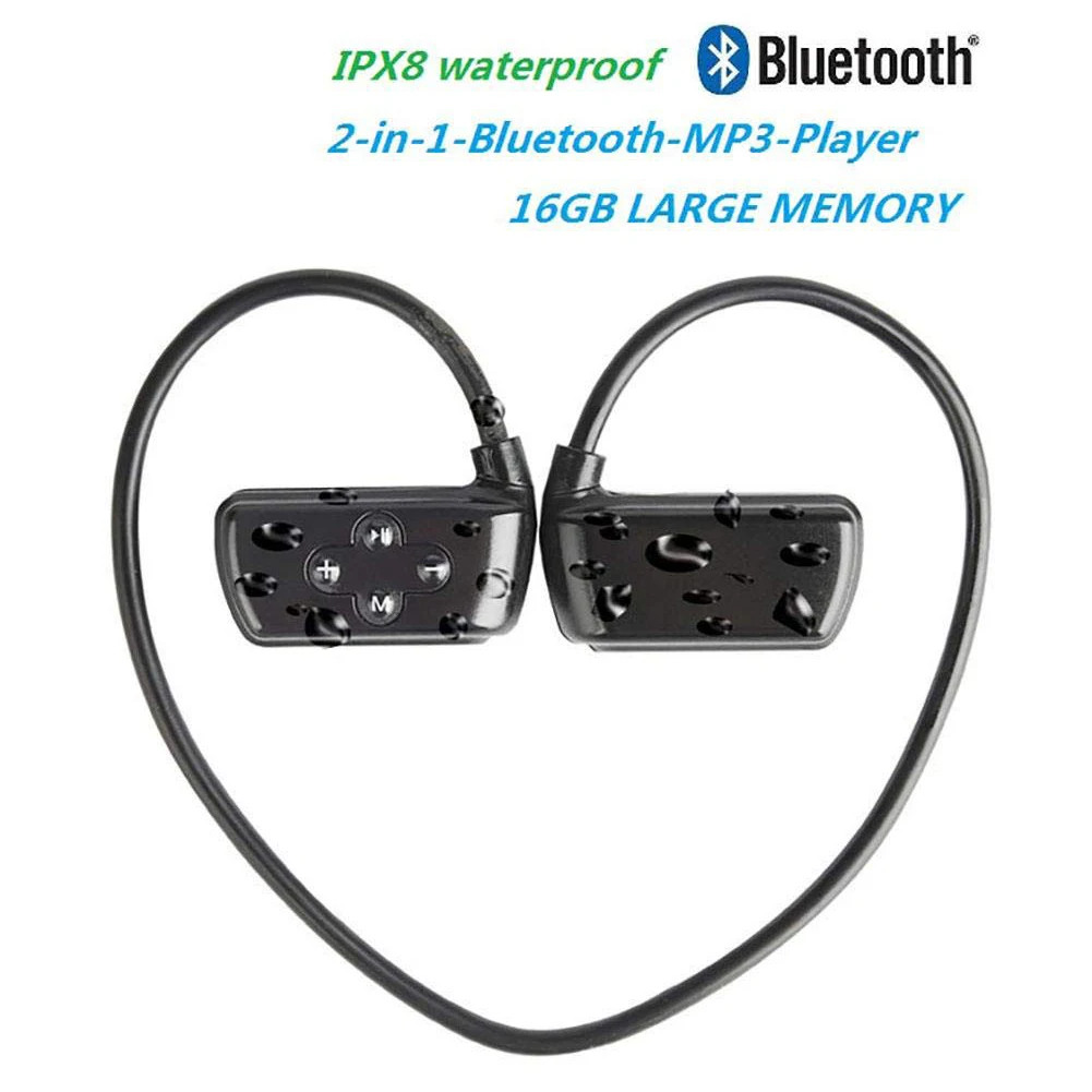 IPX8 водонепроницаемые Bluetooth наушники для плавания и бега MP3 плеер спортивный беспроводной телефон рекордер профессиональный большой емкости