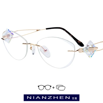 

Wire Titanium Rimless Prescription Glasses with 1.61 MR-8 Toughness Lens 7714