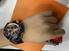 NAVIFORCE-reloj deportivo de lujo para hombre, cronógrafo de pulsera de cuero genuino militar, azul de marca, a la moda，hombre，relojes para hombre，relojes，rrelojes de cuarzo para hombre，relojes analógicos para hombre