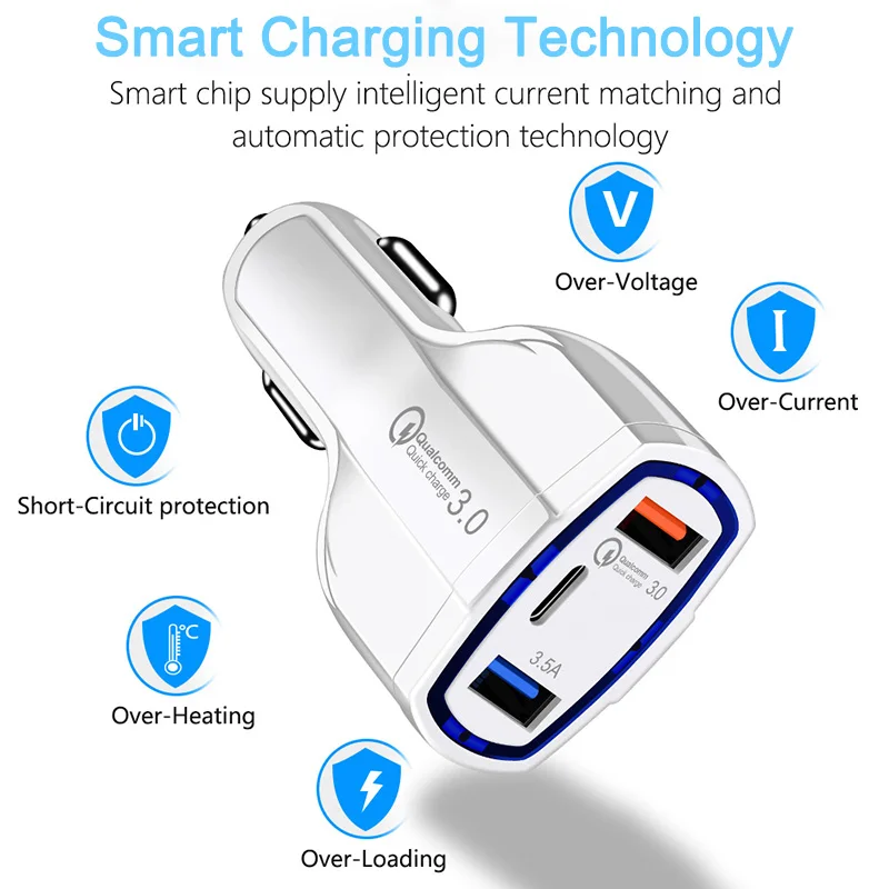 USB C автомобильное зарядное устройство Quick Charge 3,0 18 Вт Тип C PD Быстрая зарядка для автомобильного телефона зарядное устройство адаптер для iPhone 11 samsung Xiaomi Redmi