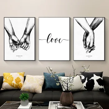 

Nordic Back White Style Sweet Love Wall Art Canvas Poster Minimalist Print LOVE Quotes Painting Picture for Living Room Decor