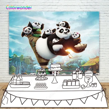 

China Kung Fu Panda Theme Birthday Party Backdop Cute Panda On Shaolin Monastery Photo Background For Baby Shower Decor Banner