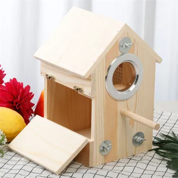 

Wooded Bird Breeding Box Bird House Nest Parrot Breeding Decorative Cages Pet Accessories Home Balcony Decoration 2020