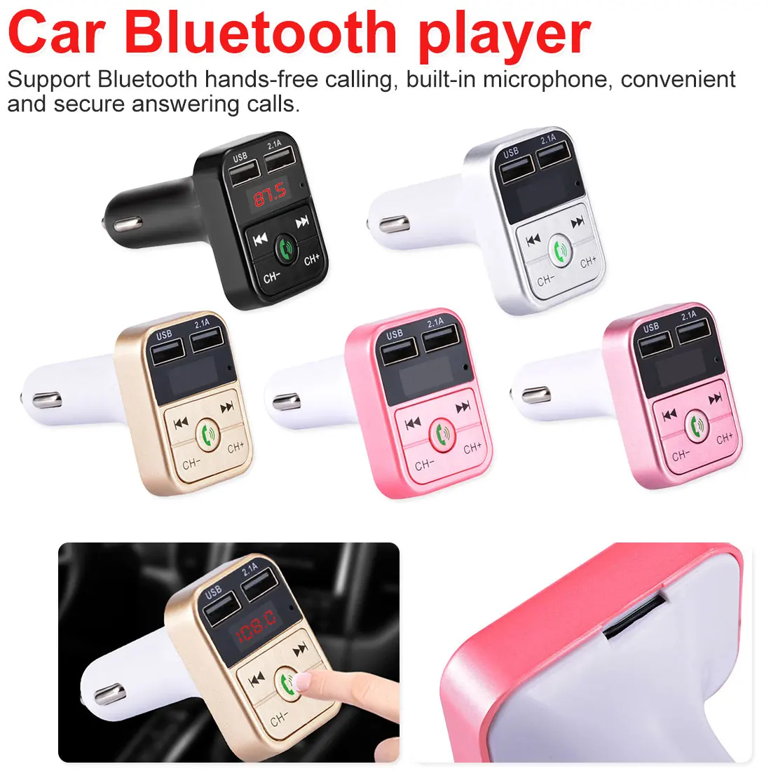 

Car Bluetooth FM Transmitter Wireless Receiver Auto LED MP3 Player 2.1A Dual USB Fast Charger Car Accessories