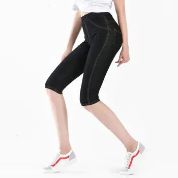 

Imitation cowboy Hot Womens Crop 3/4 Length Leggings Clothes Cropped Lace Summer cotton High Quality pants