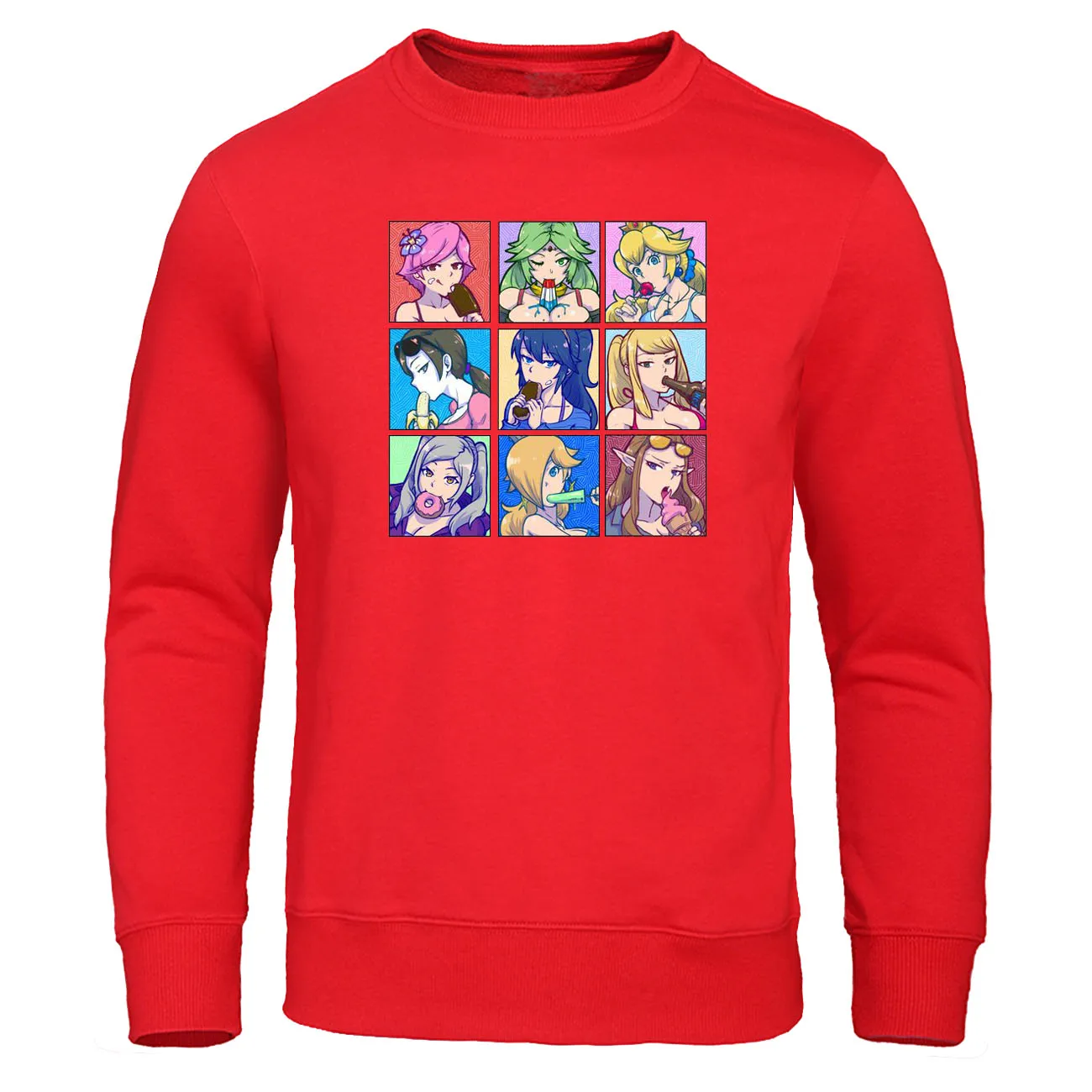 Толстовки Super Smash Bros, толстовки, секс Waifu Gir, пуловер с круглым вырезом, зима-осень, Флисовая теплая забавная толстовка с капюшоном, Японская спортивная одежда - Цвет: red 6