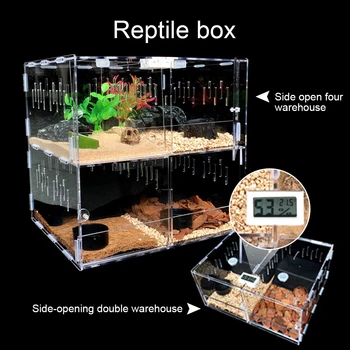 

2/4 Grids Acrylic Reptiles Tank Insect Lizards Breeding Box Tortoises Snakes House Cages Reptiles Accessories