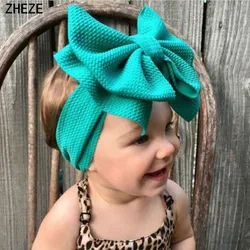 8Pcs/Lot 7''Double Layer Hair Bow Baby Headband Girls Hot Sale Elastic Hairbands Kids Solid Turban Head Wrap DIY Accessories