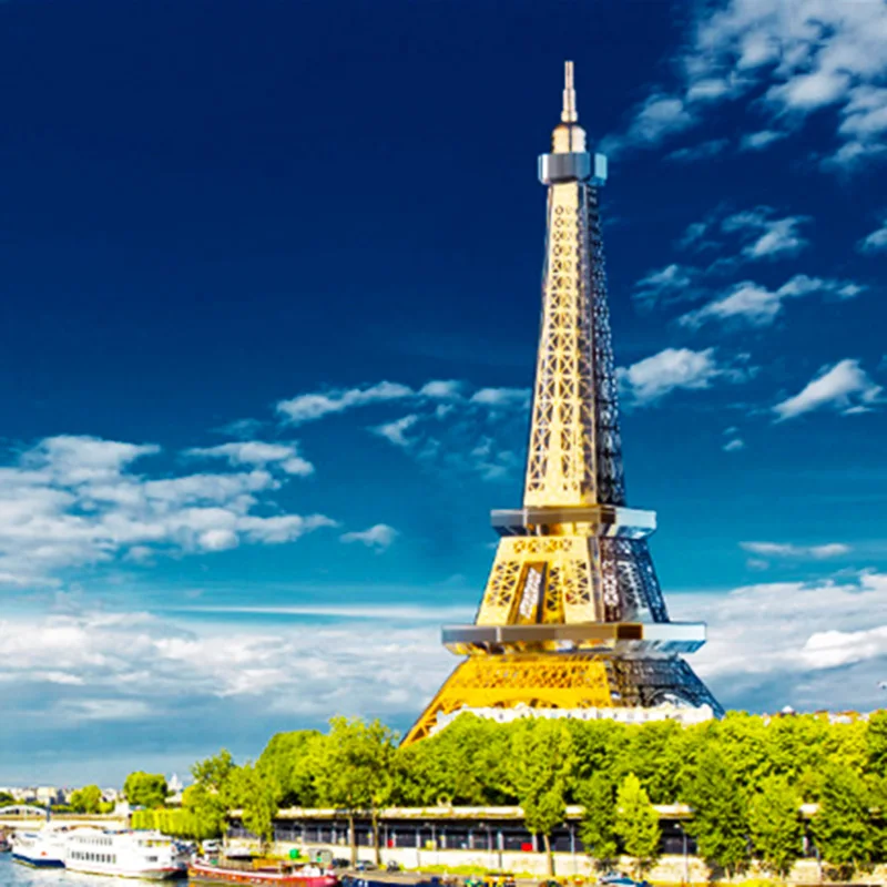 Париж Эйфелева башня кристалл инкрустированный золотом сборка сувениры декоративная башня Строительная структура edifice архитектурная модель