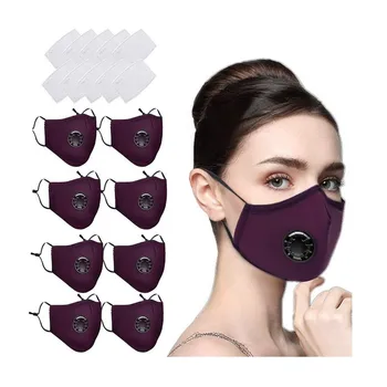 

8pcs mask With Respiratory Valve face mask Washable PM2.5 Anti Pollution For Women Men adult children mouth mask protective 724