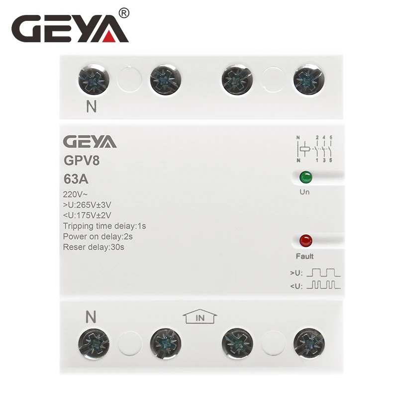 Бесплатная доставка GEYA GPV8 63U/D 220 В переменного тока самовосстанавливающееся реле