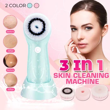 

Rechargeable 3 In1 Electric Rotating Facial Cleansing Brush Face Cleaners Scrubber Rotating Rotation Skin Care Pink Blue