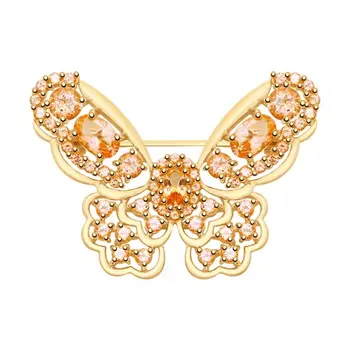 

Brooch SOKOLOV gold with Topaz Swarovski,Crystals, fashion jewelry, 585, women's male