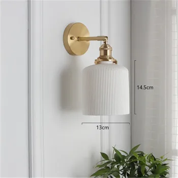 

White Porcelain Led Wall Lamp Nordic Retro Brass Bedroom Bedside Aisle Wandlamp Translucent Ceramics Bathroom Wall Light Fixture