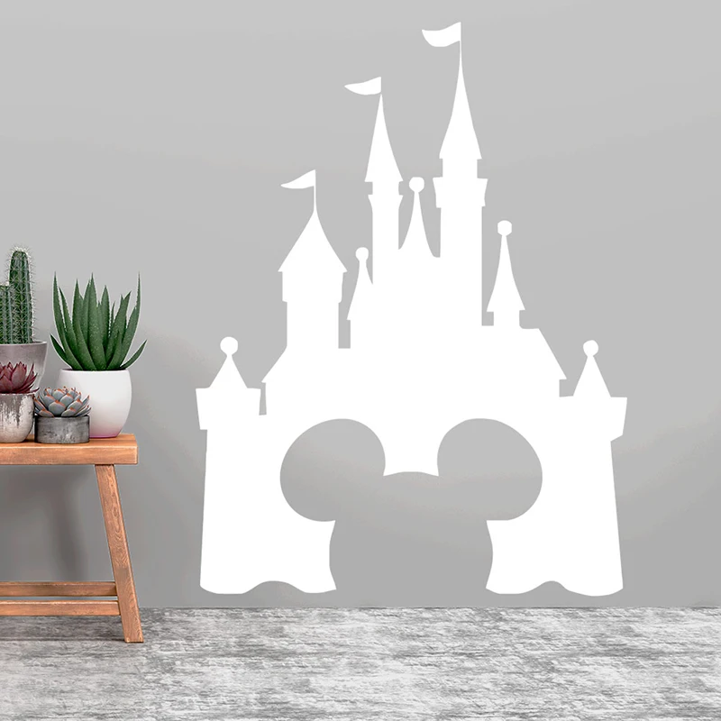 Cartoon Disney Hollow Mickey Castle Vinyl Wall Stickers For Home Decor Living Room Kids Room Decoration Mural Wall Art DIY Decal