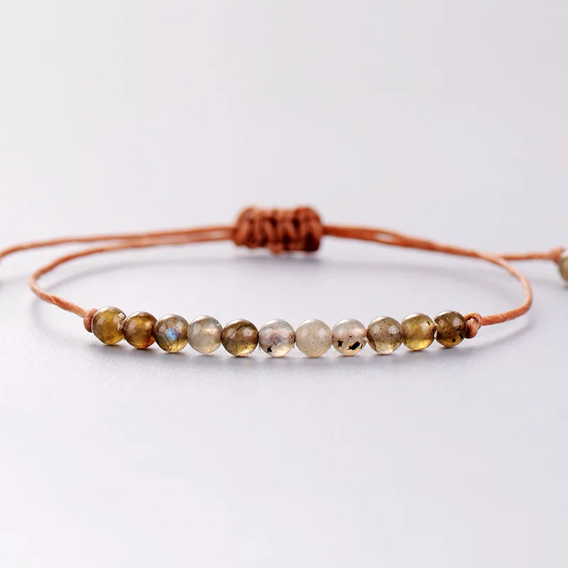Handmade Boho Natural Stone Adjustable Bracelet Boho Bead Simple Bracelet String Strand Bracelet wholesale