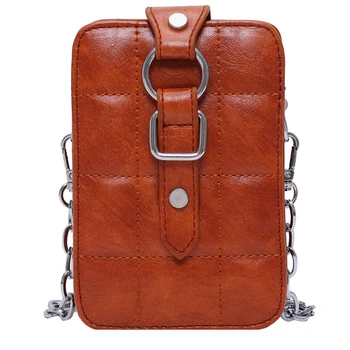 

Fashion PU Leather Shoulder Crossbody Bag Women Crossbody Bag Mini Bag Evening Bag with Chain Brown