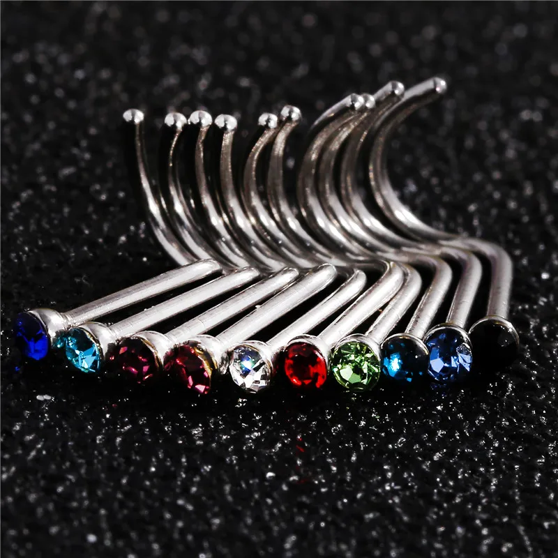 

10 Pcs Punk Style Piercing Nose Lip Jewelry Body Jewelry for Man Women Studs 1.8mm Pick Drop Shipping