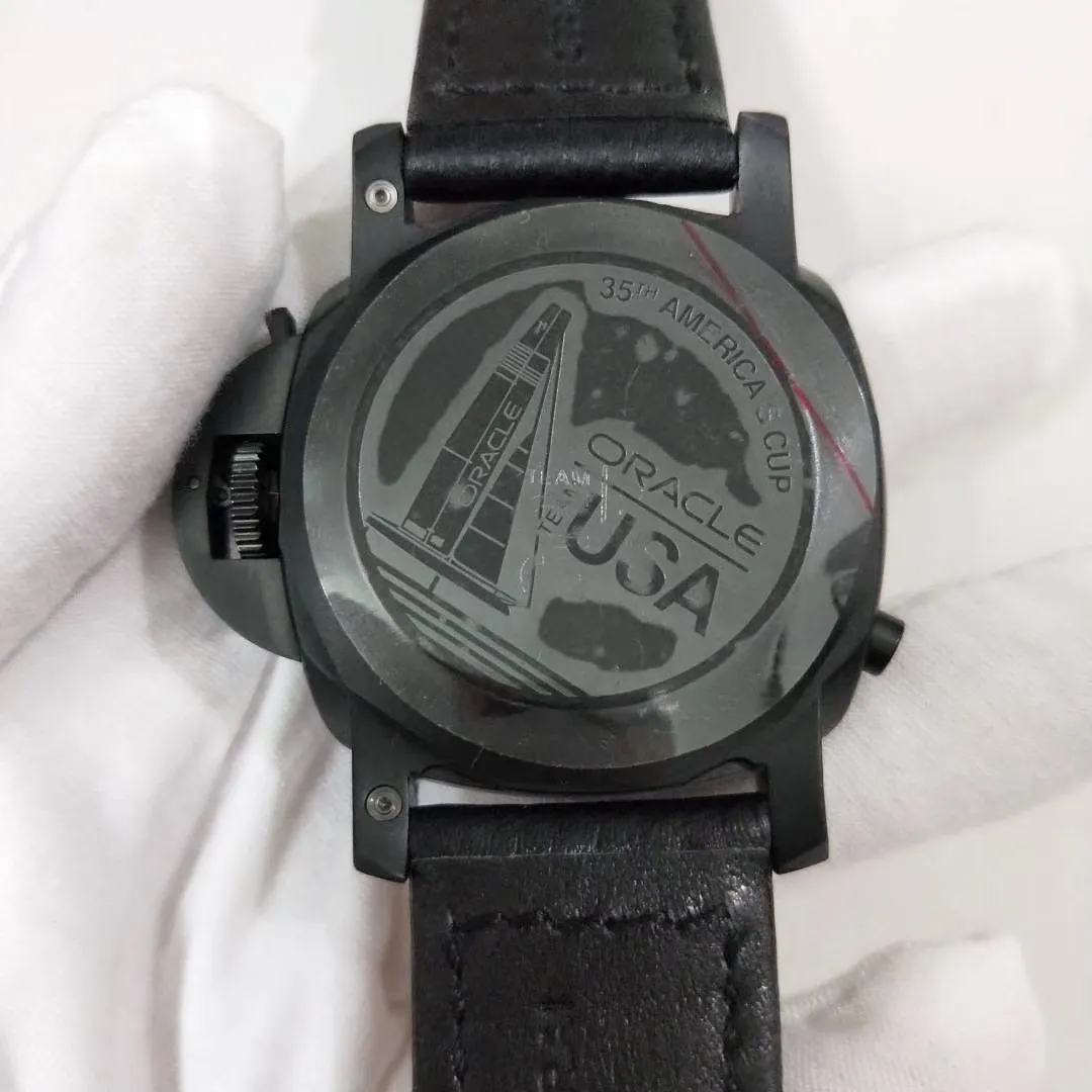 Роскошные брендовые Новые Мужские автоматические механические сапфировые часы из нержавеющей стали, полностью черные кожаные светящиеся часы 8 дней GMT Limited AAA