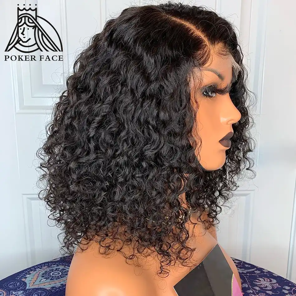 Short Bob Curly 13x4 Lace Front Human Hair Wigs For Black