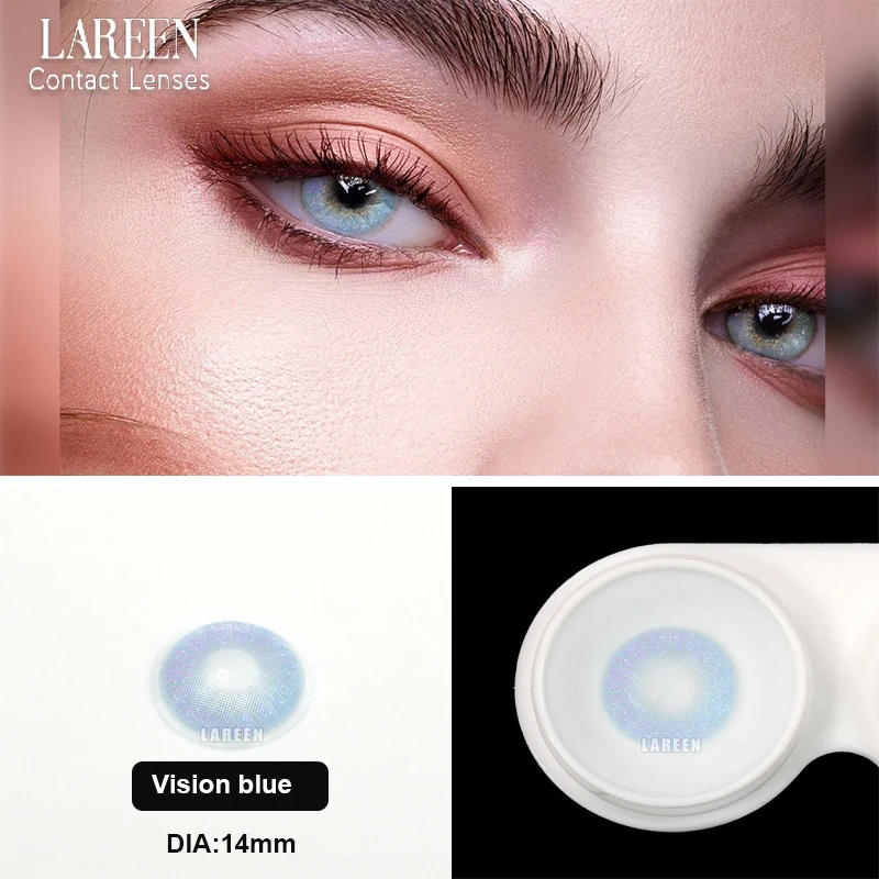 LAREEN 2 unids/par Color de lente de contacto polvo de oro visión serie de lentes de contacto de Color Natural brillante de lente de contacto para el ojo
