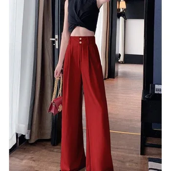

JS2408J-Summer trendy one button skinny pants wide leg pants