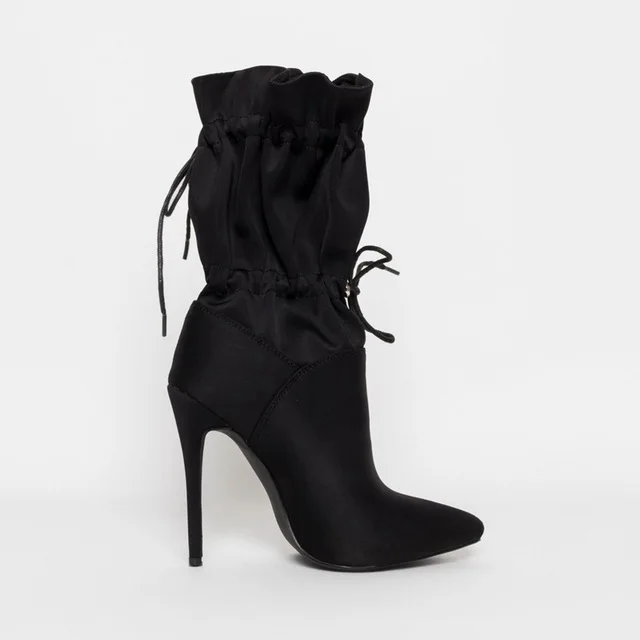 Новинка года; сезон весна-осень; модные камуфляжные ботильоны на высоком каблуке-шпильке 11 см; пикантные женские ботинки на шнуровке; шикарная обувь; Zapatos - Цвет: Black