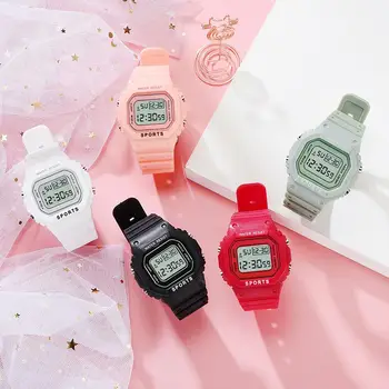 

Men Women Sports Watch Waterproof Silicone Strap Rectangular Dial Students Outdoor Sports Electronic Quartz Wristwatches