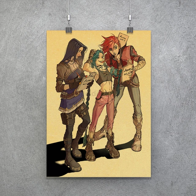Popular TV Show Arcane Kraft Paper Poster Vi Viktor Jayce Jinx Home Decor Study Bedroom Bar Cafe Wall Paintings Stickers Posters Poster