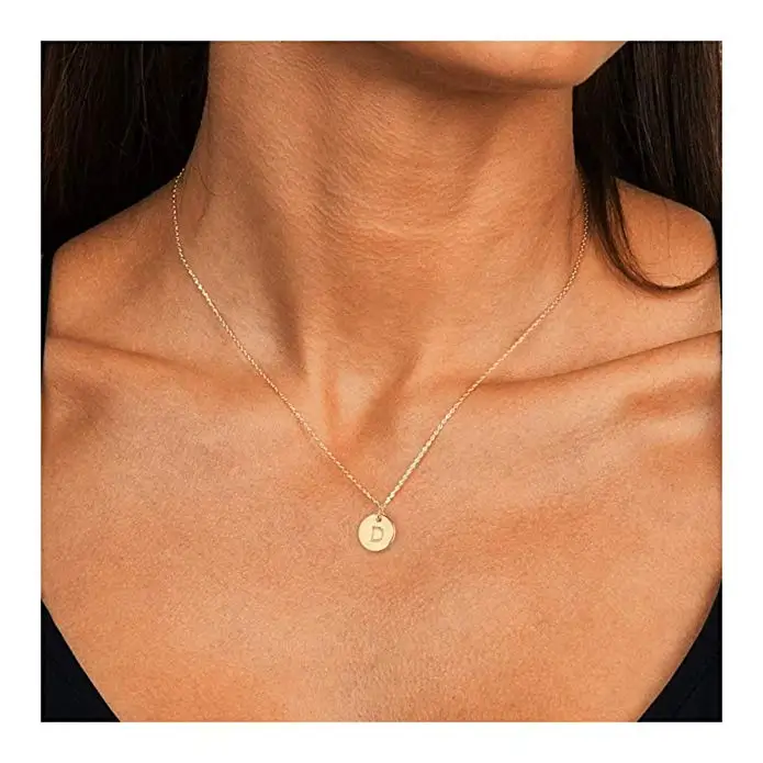 DOREMI 12 mm Gold Initial Necklace Custom Name Personalized Drop Disc Pendants Necklaces Beauty Mother Gifts A Z|Индивидуальные