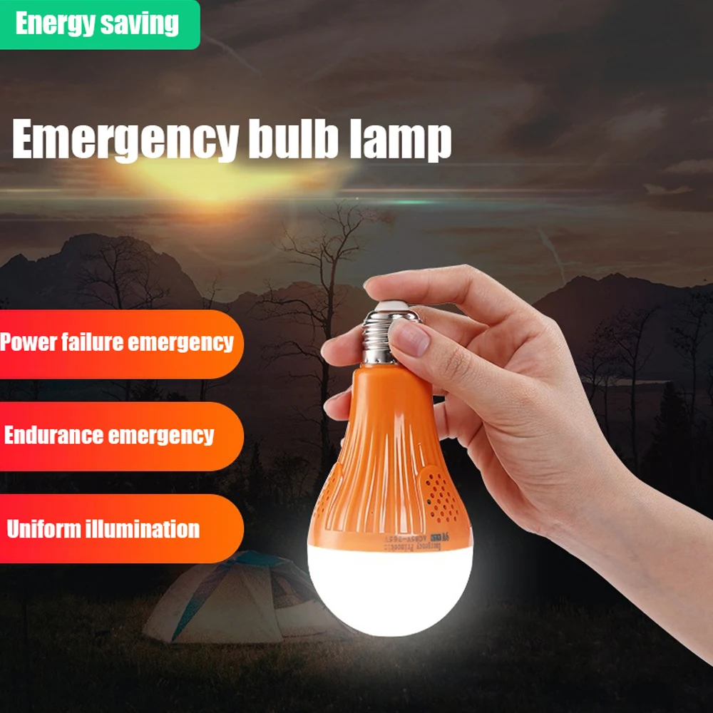E27 LED Emergency Light 9W 12W 15W Night Market Lamp Intelligent Charging Emergency Light Bulb Rechargeable Battery Lighting 6