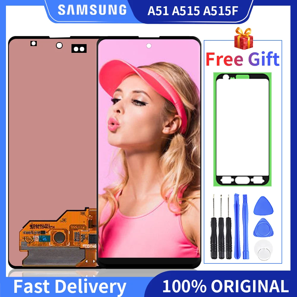 

Original AMOLED Display For Samsung Galaxy A51 LCD A515 A515F A515F/DS Dispaly Touch Screen with frame Digitizer Assembly