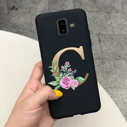 Alphabet Monogram Soft Silicone Phone Case Cover for Samsung J6 Plus (Black   C)