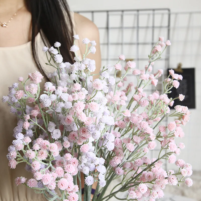 

Ling Fei Man Tianxing White Babies Breath Artificial Flowers Gypsophila DIY Floral Wedding Home Decor flocked all over the sky