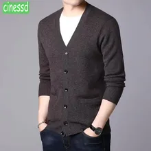 Cinessd высококачественный Аутентичный овечий шерстяной свитер, толстый мужской кардиган, высококачественная одежда, теплая рубашка, мужская одежда